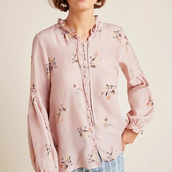 Anthropologie  Dolan West Coast  Sierra Poet Pink Blouse XL - Picture 4 of 6